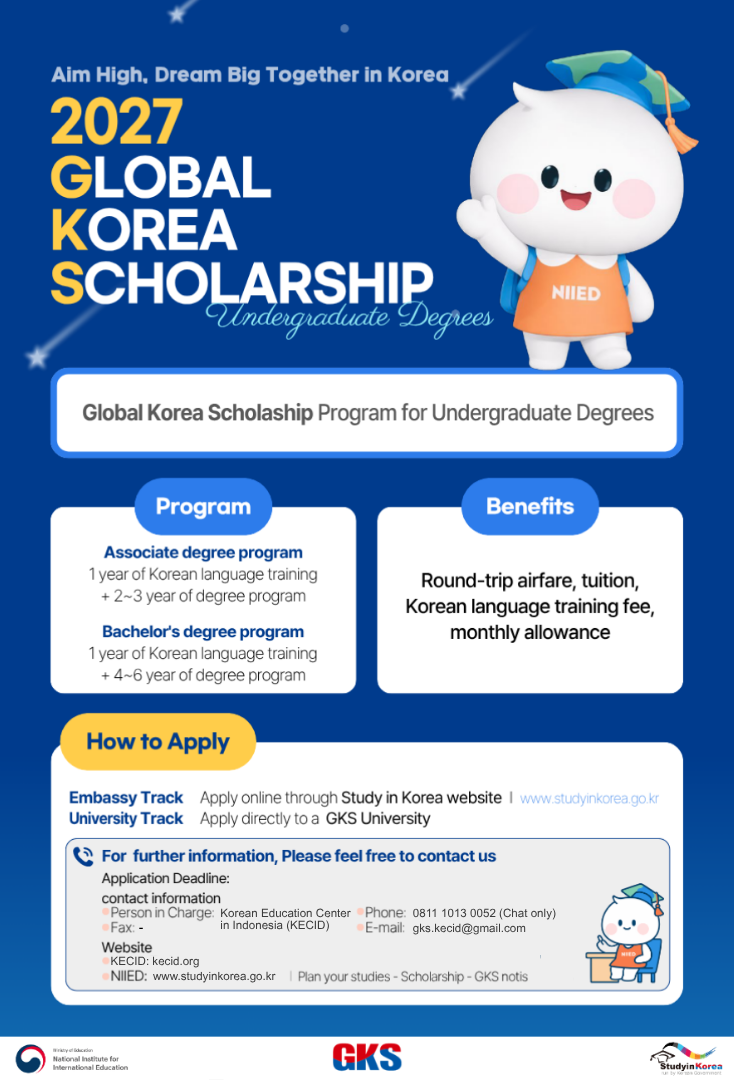 2027 Global Korea Scholarship for Undergraduate Degrees (GKS-U) – Application Information